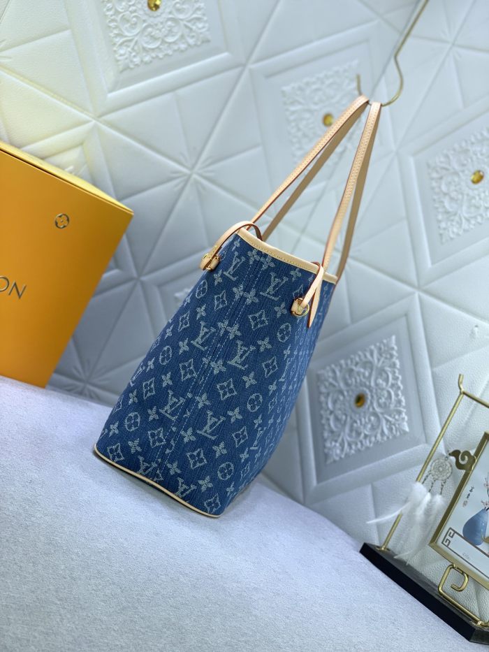 Louis Vuitton M40995 Neverfull Denim Cowboy Shopping Bags Size 32*29*17cm