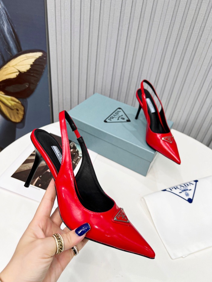 Prada Brushed Leather Slingback Pumps Size 35-41 8-Color