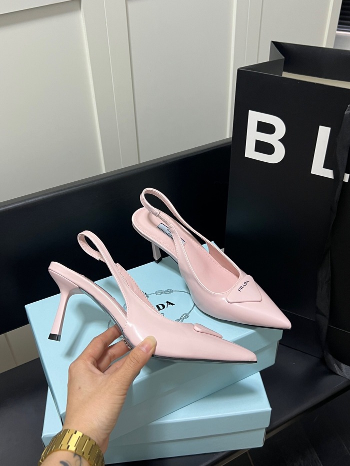 Prada Brushed Leather Slingback Pumps Size 35-41 3-Color
