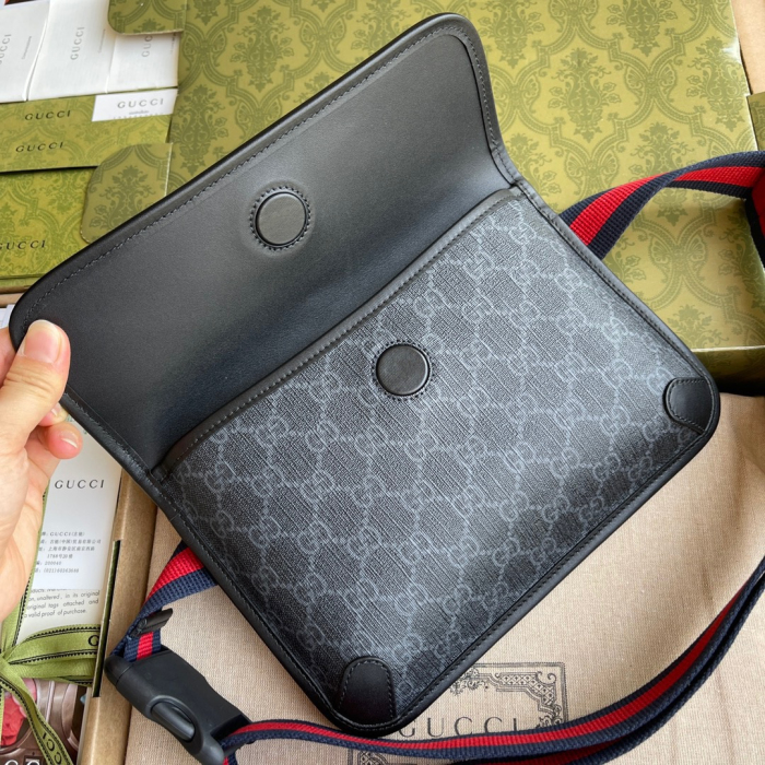 Gucci GG Supreme Black Belt Bags for Men Size 24*17*3.5cm