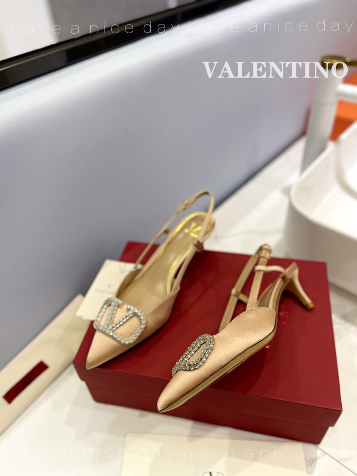 Valentino Vlogo Signature Satin Slingback Pumps Size 35-41 6-Color