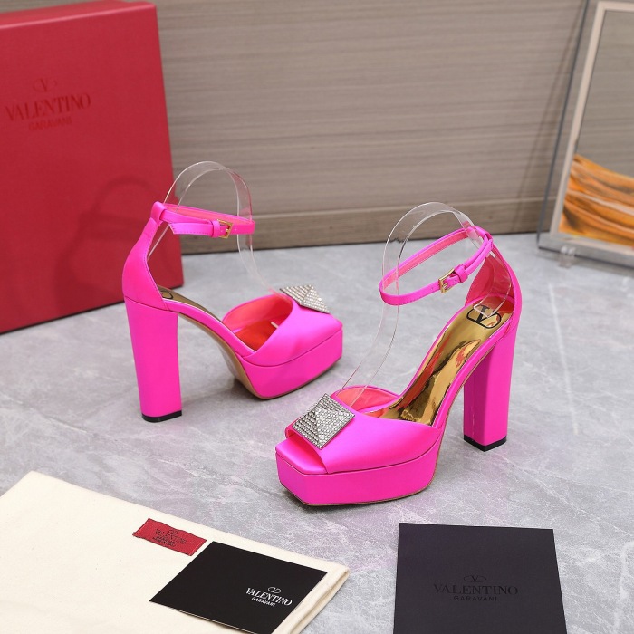 Valentino One Stud Open-Toe Satin Platform Pumps Size 35-41 3-Color