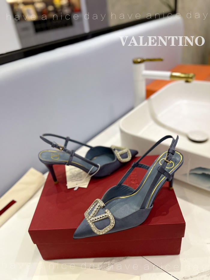Valentino Vlogo Signature Satin Slingback Pumps Size 35-41 6-Color