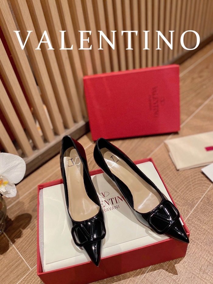 Valentino Vlogo Signature Patent Leather Slingback Pumps Size 35-41 4-Color
