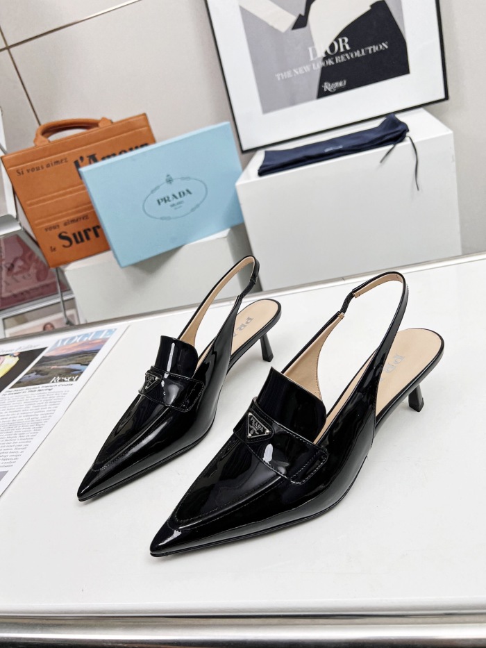Prada Brushed Leather Slingback Pumps Size 35-41 3-Color