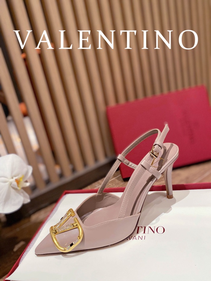 Valentino Vlogo Signature Satin Slingback Pumps Size 35-41 4-Color