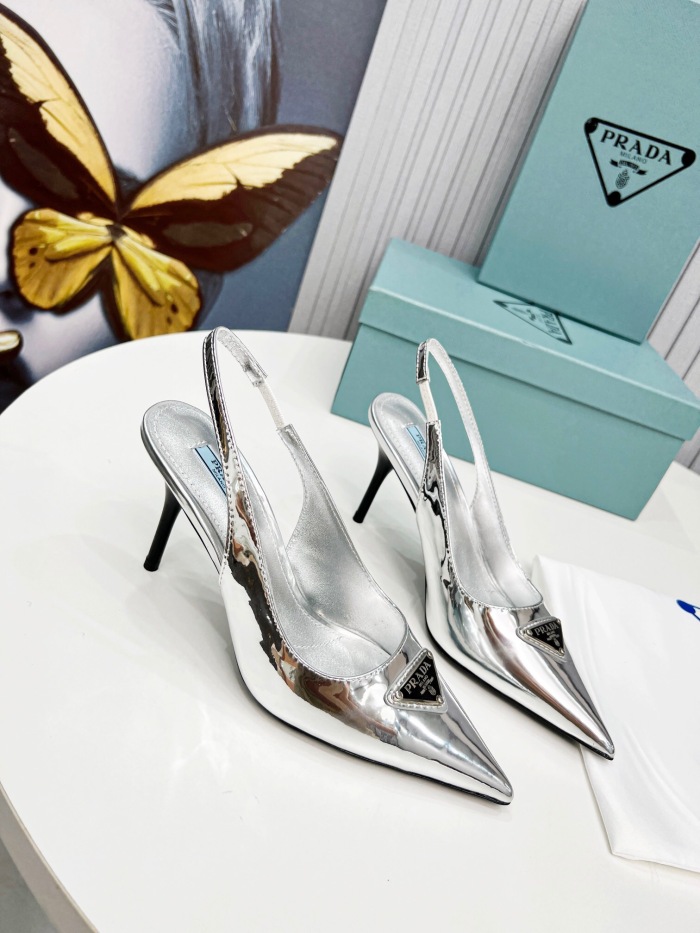 Prada Brushed Leather Slingback Pumps Size 35-41 8-Color
