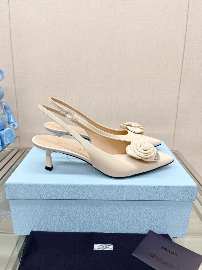 Prada Brushed Leather Slingback Pumps Size 35-40 2-Color