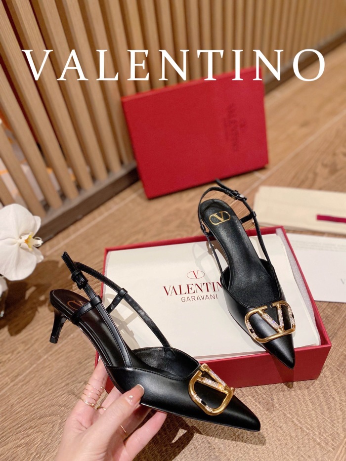 Valentino Vlogo Signature Satin Slingback Pumps Size 35-41 4-Color