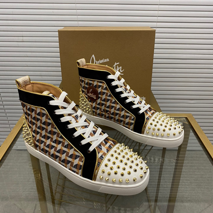 Christian Louboutin Louis Spikes High-Top Sneaker Size 36-46  5-Color
