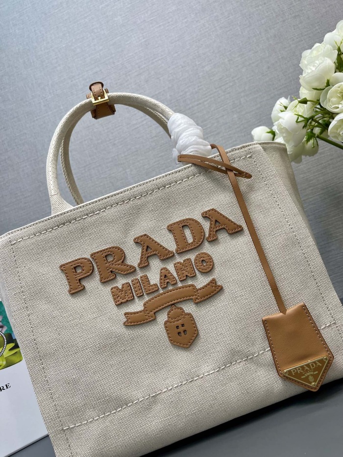 Prada 1BG474 Medium linen blend tote Bag Size 31*25*14cm