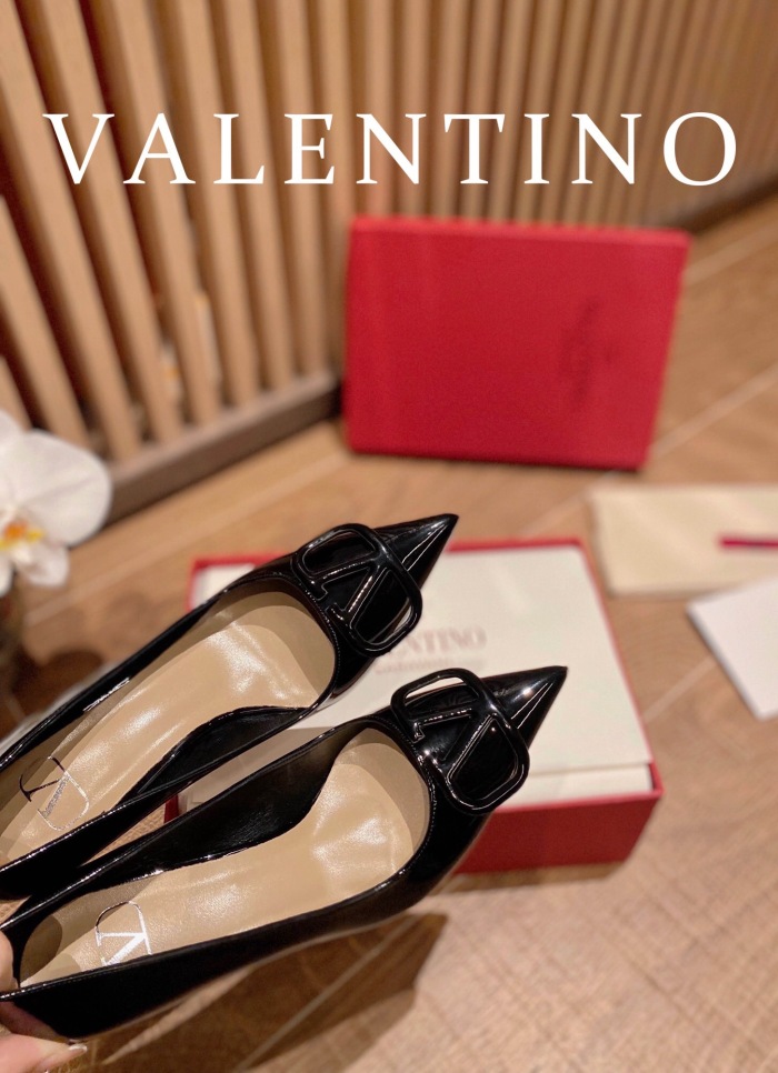 Valentino Vlogo Signature Patent Leather Slingback Pumps Size 35-41 4-Color