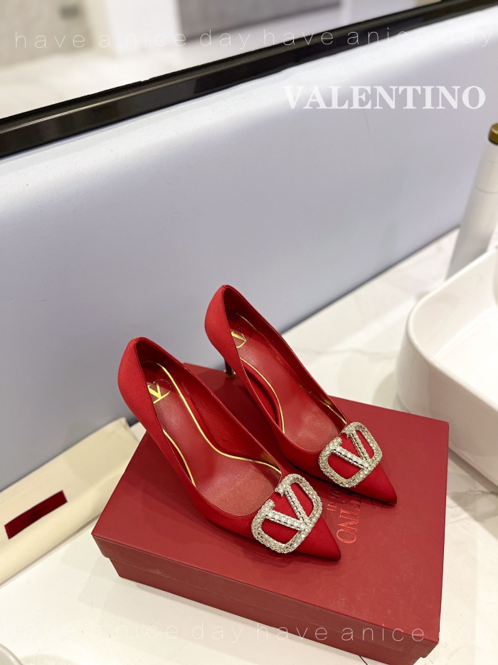 Valentino Vlogo Signature Satin Slingback Pumps Size 35-41 5-Color