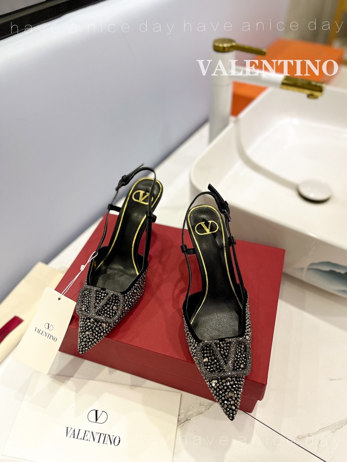 Valentino Vlogo Signature Satin Slingback Pumps Size 35-41 3-Color