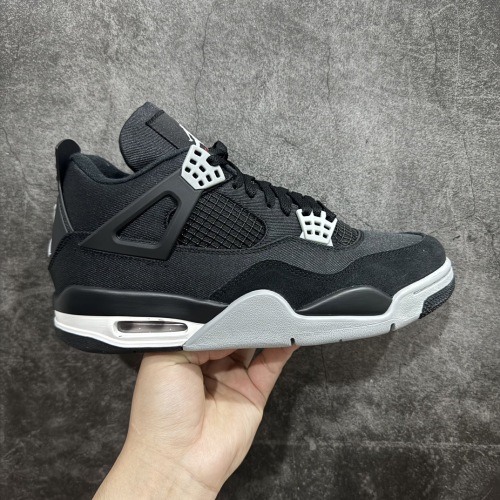 Nike Air Jordan 4 Retro Black Canvas Sneakers Shoes Gr. 36-46
