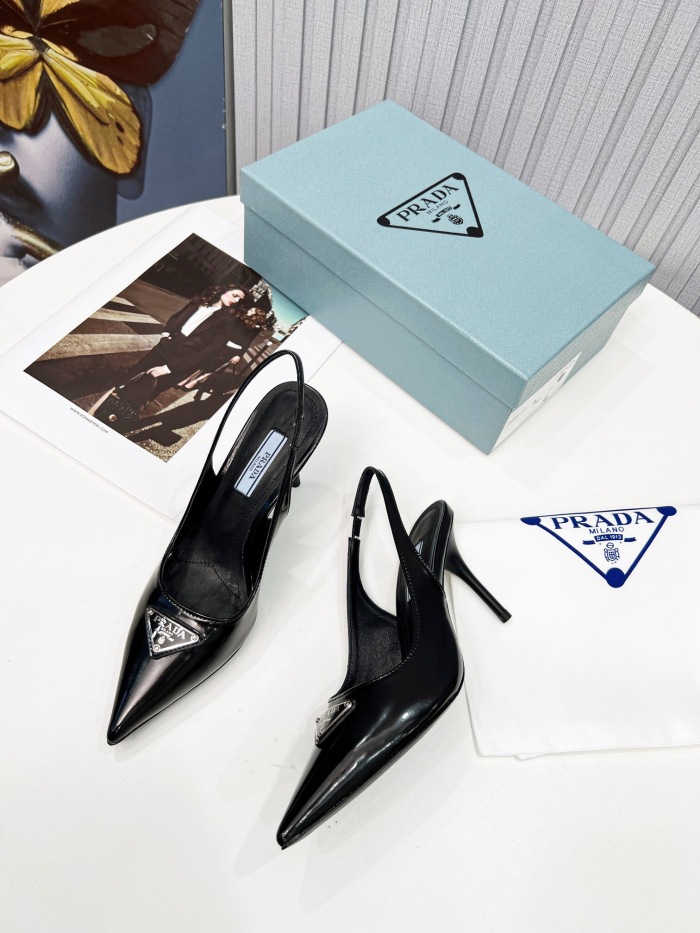 Prada Brushed Leather Slingback Pumps Size 35-41 8-Color