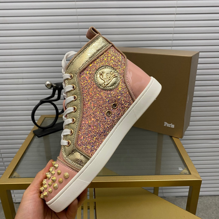 Christian Louboutin Lou Spikes High-Top Sneaker Size 36-46  10-Color