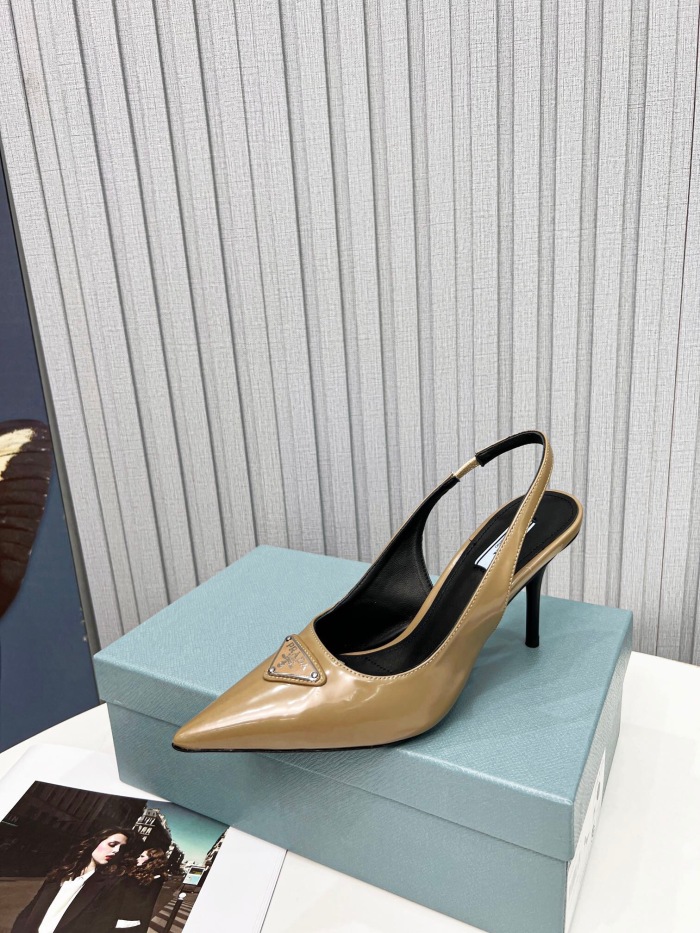 Prada Brushed Leather Slingback Pumps Size 35-41 8-Color