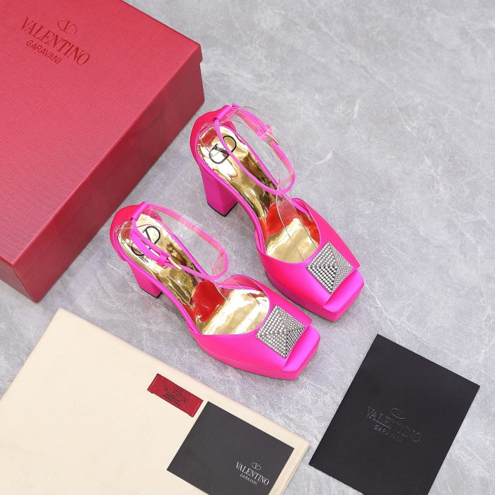 Valentino One Stud Open-Toe Satin Platform Pumps Size 35-41 3-Color