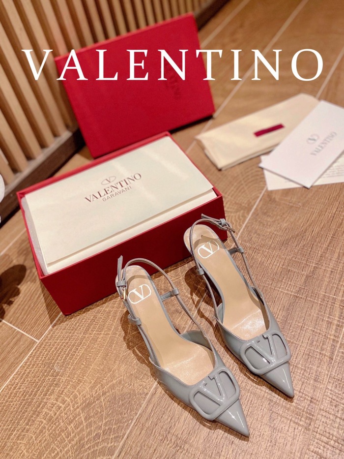 Valentino Vlogo Signature Patent Leather Slingback Pumps Size 35-41 4-Color