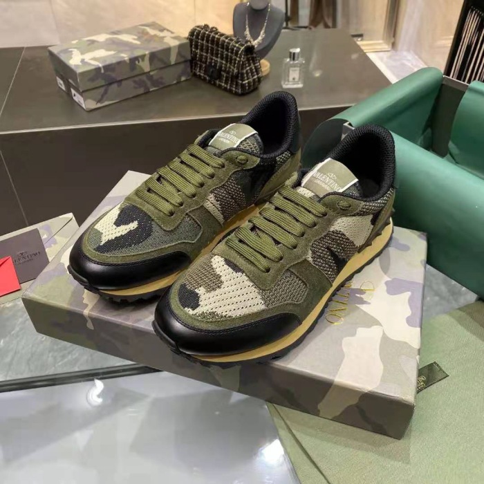 Valentino Mesh Fabric Camouflage Sneaker Size 39-45   5-Color