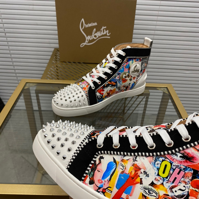 Christian Louboutin Lou Spikes High-Top Sneaker Size 36-46  9-Color