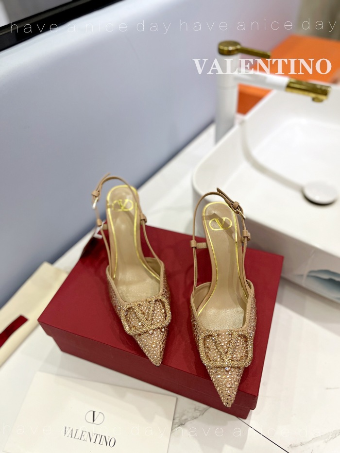 Valentino Vlogo Signature Satin Slingback Pumps Size 35-41 3-Color