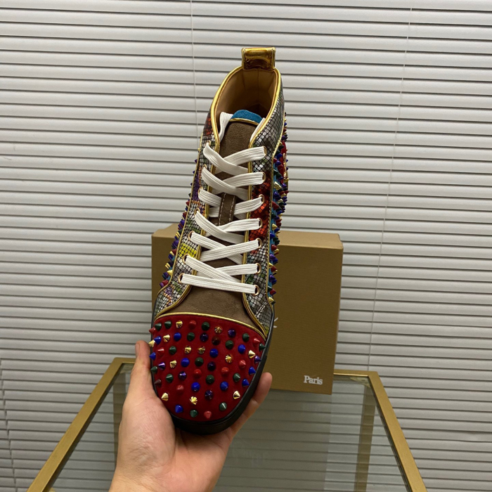 Christian Louboutin Louis Spikes High-Top Sneaker Size 36-46 10-Color