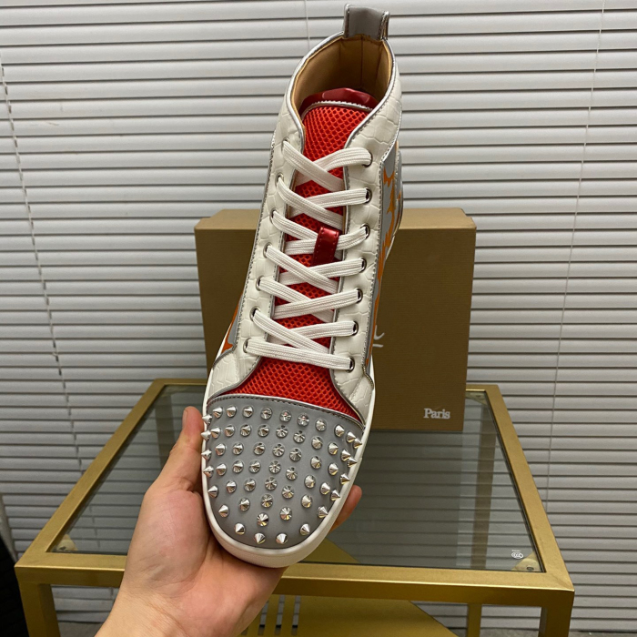 Christian Louboutin Lou Spikes High-Top Sneaker Size 36-46  9-Color