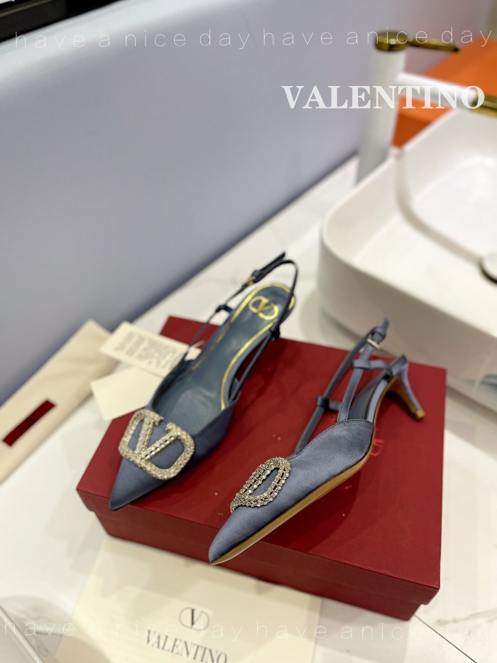 Valentino Vlogo Signature Satin Slingback Pumps Size 35-41 6-Color