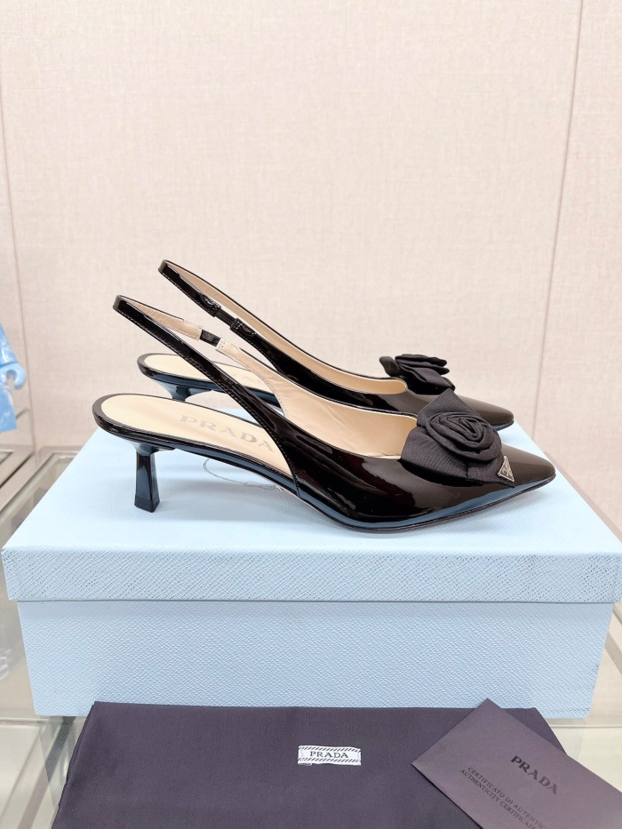 Prada Brushed Leather Slingback Pumps Size 35-40 2-Color