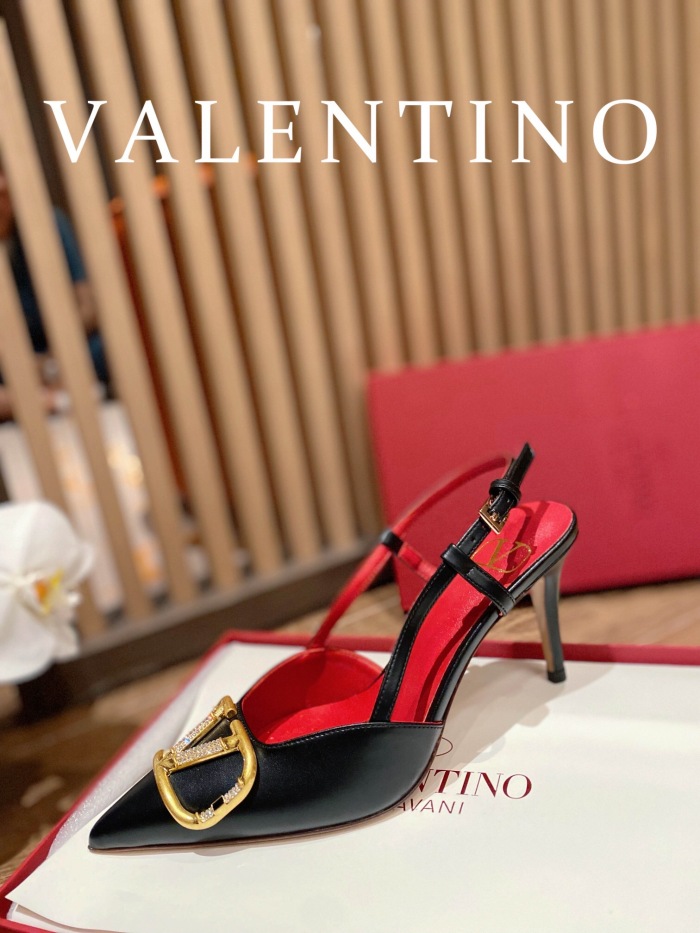 Valentino Vlogo Signature Satin Slingback Pumps Size 35-41 4-Color