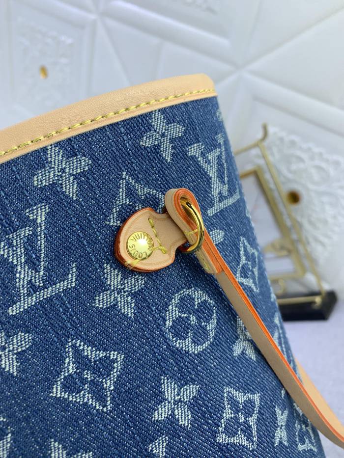 Louis Vuitton M40995 Neverfull Denim Cowboy Shopping Bags Size 32*29*17cm