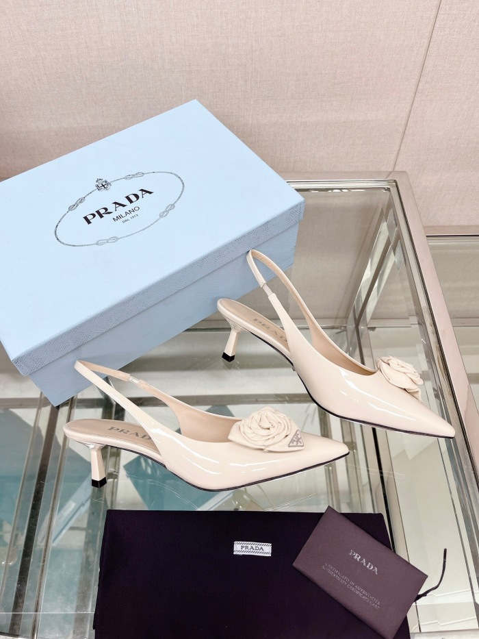 Prada Brushed Leather Slingback Pumps Size 35-40 2-Color