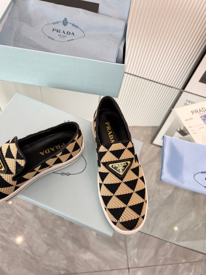 Prada 2024 Women Embroidered fabric slip-on Shoes Loafers Size 36-41