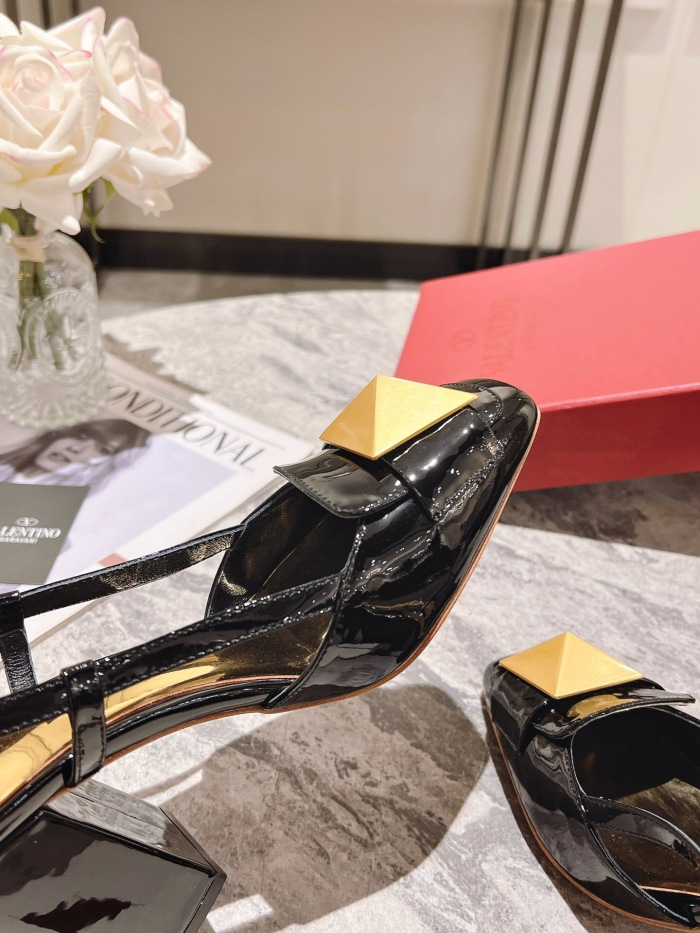 Valentino One Stud Patent Leather Slingback Pumps Size 35-41 4-Color