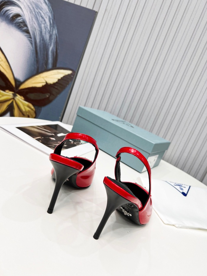 Prada Brushed Leather Slingback Pumps Size 35-41 8-Color