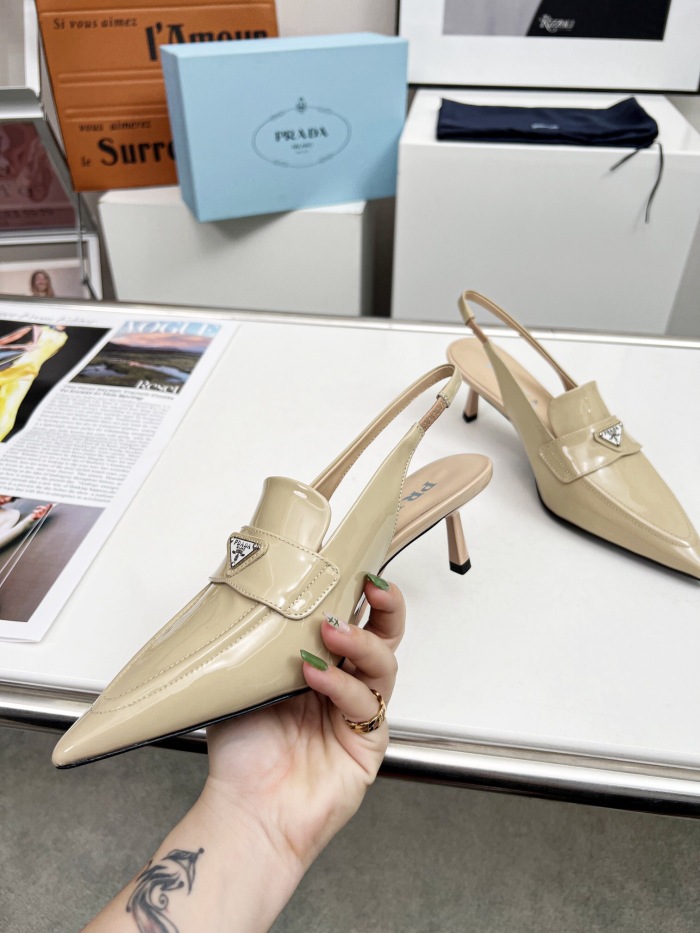 Prada Brushed Leather Slingback Pumps Size 35-41 3-Color