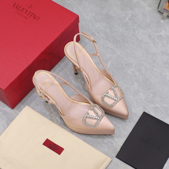 Valentino Vlogo Signature Satin Slingback Platform Size 35-41 5-Color