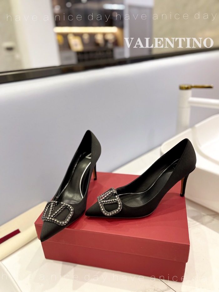 Valentino Vlogo Signature Satin Slingback Pumps Size 35-41 5-Color