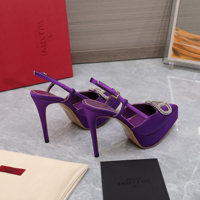 Valentino Vlogo Signature Satin Slingback Platform Size 35-41 5-Color