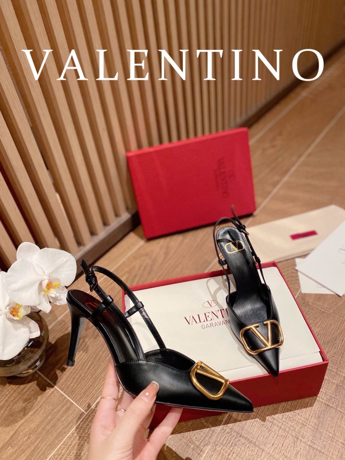 Valentino Vlogo Signature Calfskin Slingback Pumps Size 35-41 4-Color