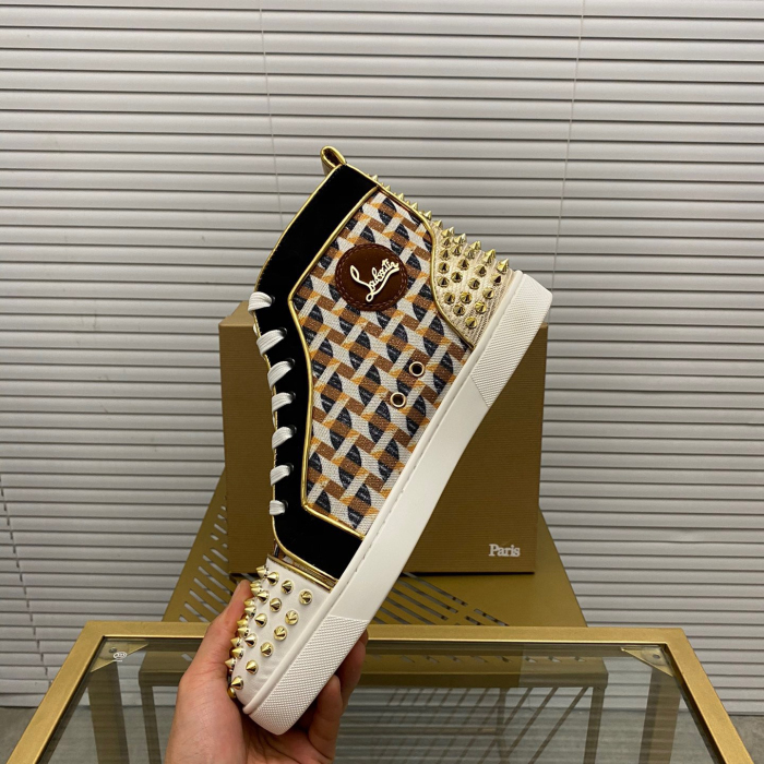 Christian Louboutin Louis Spikes High-Top Sneaker Size 36-46  5-Color