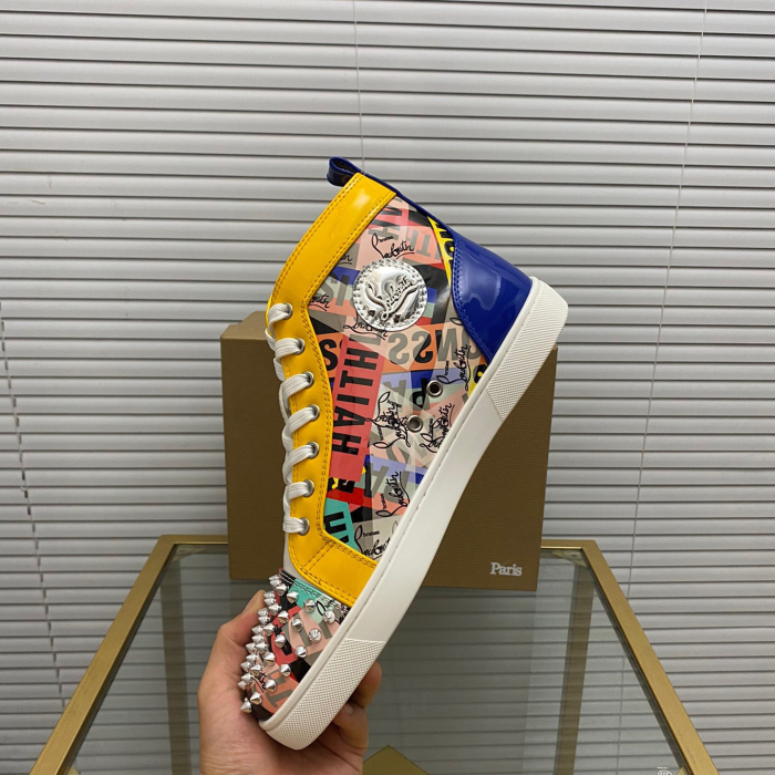 Christian Louboutin Lou Spikes High-Top Sneaker Size 36-46  9-Color