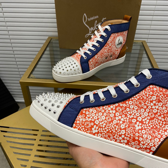 Christian Louboutin Lou Spikes High-Top Sneaker Size 36-46  9-Color