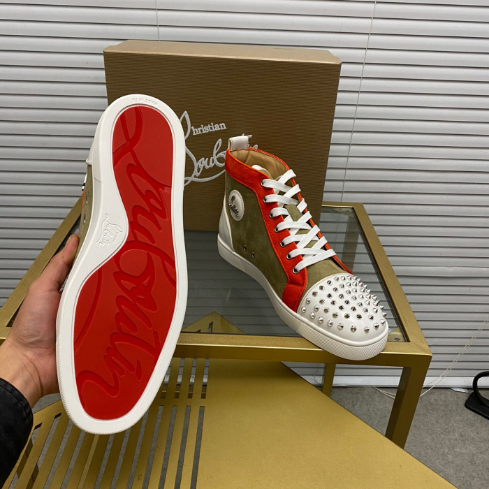 Christian Louboutin Lou Spikes High-Top Sneaker Size 36-46  9-Color