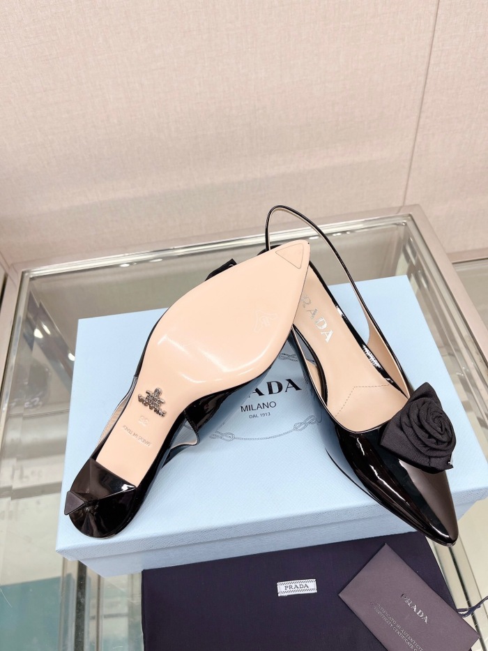 Prada Brushed Leather Slingback Pumps Size 35-40 2-Color