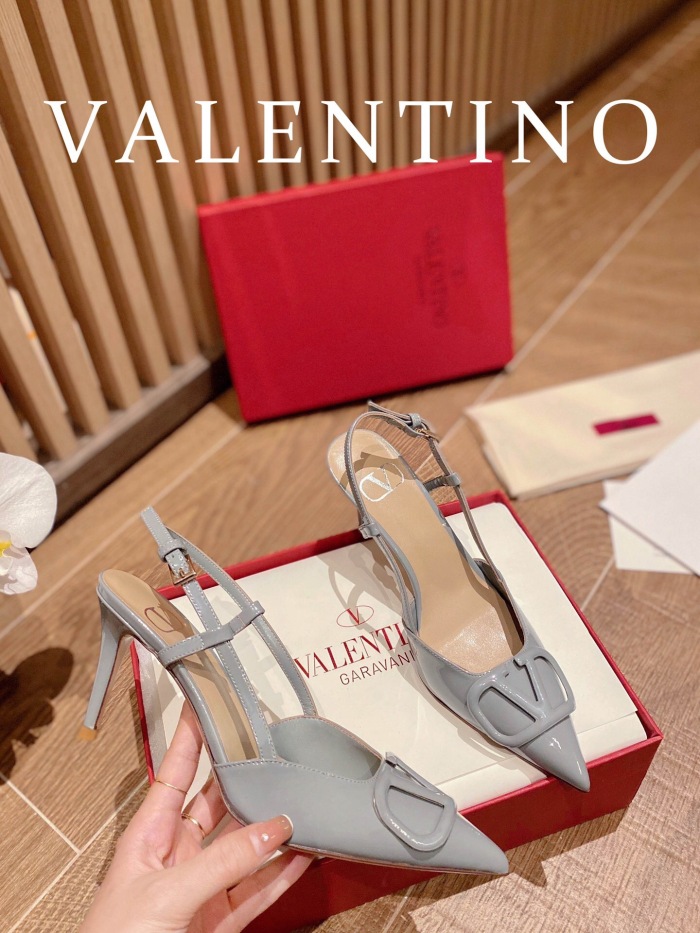 Valentino Vlogo Signature Patent Leather Slingback Pumps Size 35-41 4-Color