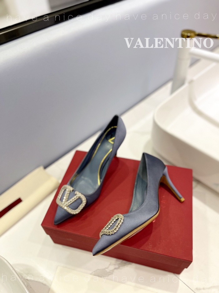 Valentino Vlogo Signature Satin Slingback Pumps Size 35-41 5-Color