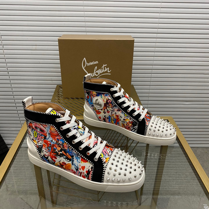 Christian Louboutin Lou Spikes High-Top Sneaker Size 36-46  9-Color